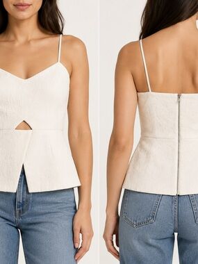 RW&CO. Cream Peplum Textured Cami